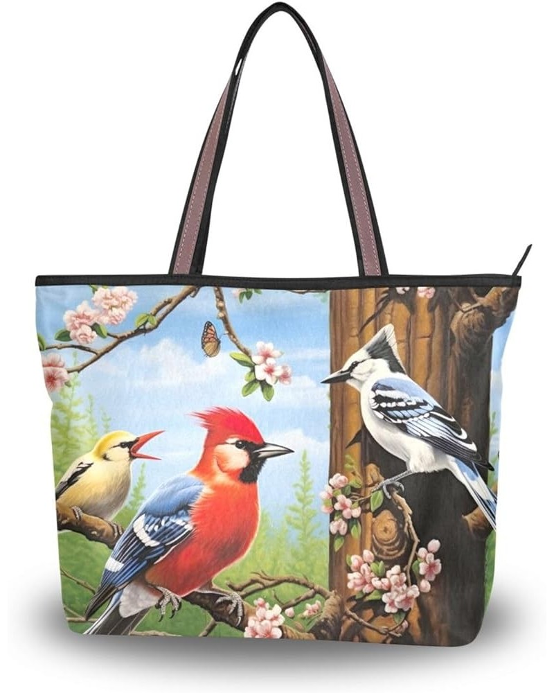 Women Tote Bags Flowers Floral Bird Spring Top Handle Satchel Handbags Shoulder Bag for Shopping 20847880 Bird $8.40 Satchels