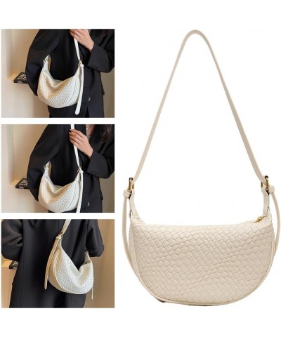 Women Daily Shoulder Bag Adjustable Strap Woven Fashion Shoulder Bag Solid Color Stylish Shoulder Bag Shopping Bag Beige $11....