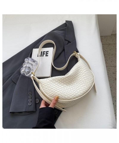 Women Daily Shoulder Bag Adjustable Strap Woven Fashion Shoulder Bag Solid Color Stylish Shoulder Bag Shopping Bag Beige $11....