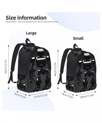 Black Robot Print Casual Double Shoulder Daypack,Anti-Theft Travel Canvas Backpack For Men And Women Black Medium $23.33 Back...