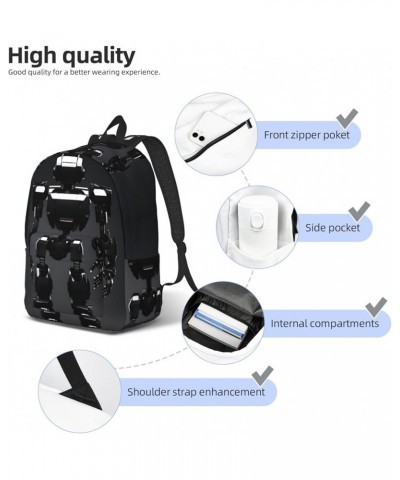 Black Robot Print Casual Double Shoulder Daypack,Anti-Theft Travel Canvas Backpack For Men And Women Black Medium $23.33 Back...