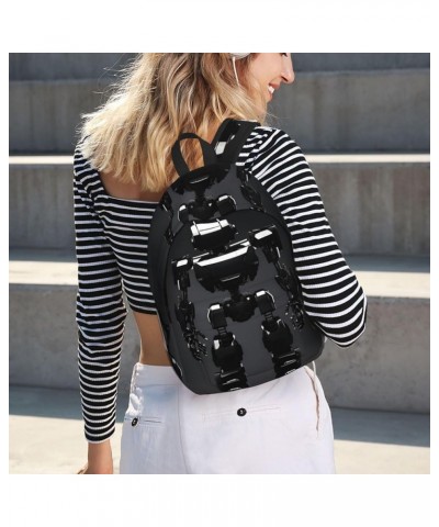 Black Robot Print Casual Double Shoulder Daypack,Anti-Theft Travel Canvas Backpack For Men And Women Black Medium $23.33 Back...