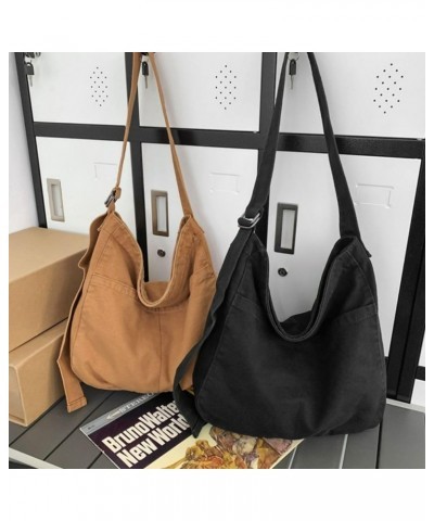 Messenger Bag Crossbody Y2K Aesthetic Casual Shoulder Handbag Canvas Tote Bag for Women (Black) Brown $15.53 Totes