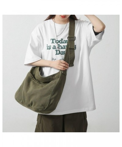 Messenger Bag Crossbody Y2K Aesthetic Casual Shoulder Handbag Canvas Tote Bag for Women (Black) Brown $15.53 Totes