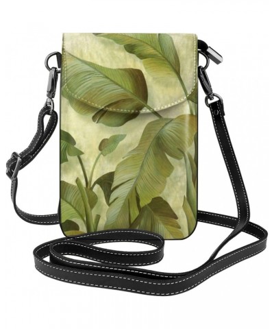 Leaf of Japanese Banana Small Crossbody Bag Cell Phone Purse Wallet with Card Slots for Women $17.67 Crossbody Bags