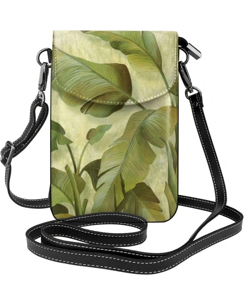 Leaf of Japanese Banana Small Crossbody Bag Cell Phone Purse Wallet with Card Slots for Women $17.67 Crossbody Bags