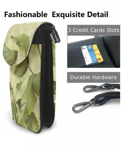 Leaf of Japanese Banana Small Crossbody Bag Cell Phone Purse Wallet with Card Slots for Women $17.67 Crossbody Bags