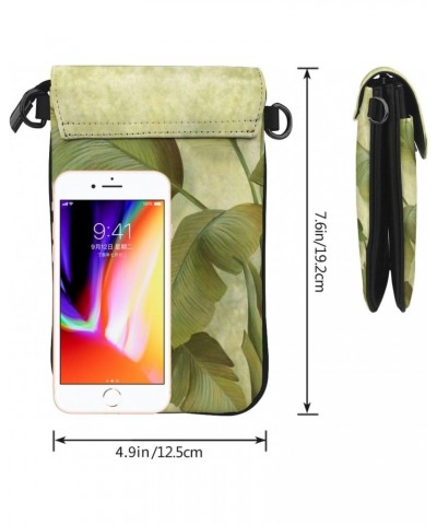 Leaf of Japanese Banana Small Crossbody Bag Cell Phone Purse Wallet with Card Slots for Women $17.67 Crossbody Bags