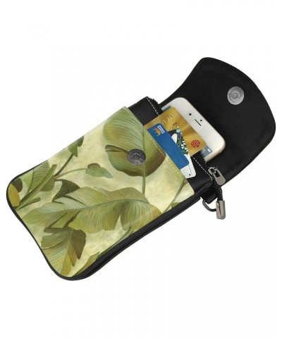 Leaf of Japanese Banana Small Crossbody Bag Cell Phone Purse Wallet with Card Slots for Women $17.67 Crossbody Bags