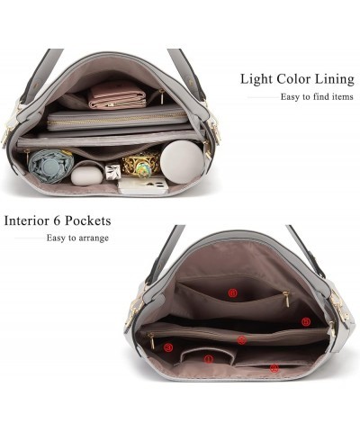 Large Crossbody Bags Ladies Shoulder Handbags Purse and Wallet Set for Women Totes Hobo Purses 3pcs/Set Grey $19.35 Totes