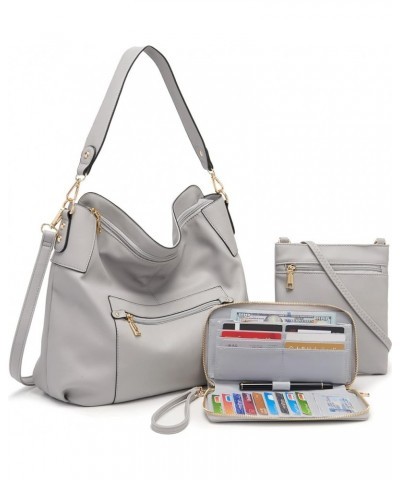 Large Crossbody Bags Ladies Shoulder Handbags Purse and Wallet Set for Women Totes Hobo Purses 3pcs/Set Grey $19.35 Totes