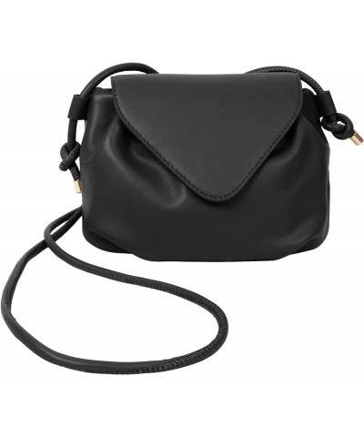 Women Mini Pleated PU Leather Envelope Flap Handbag Clutch Long Strap Cross-body Bag Black $16.26 Clutches