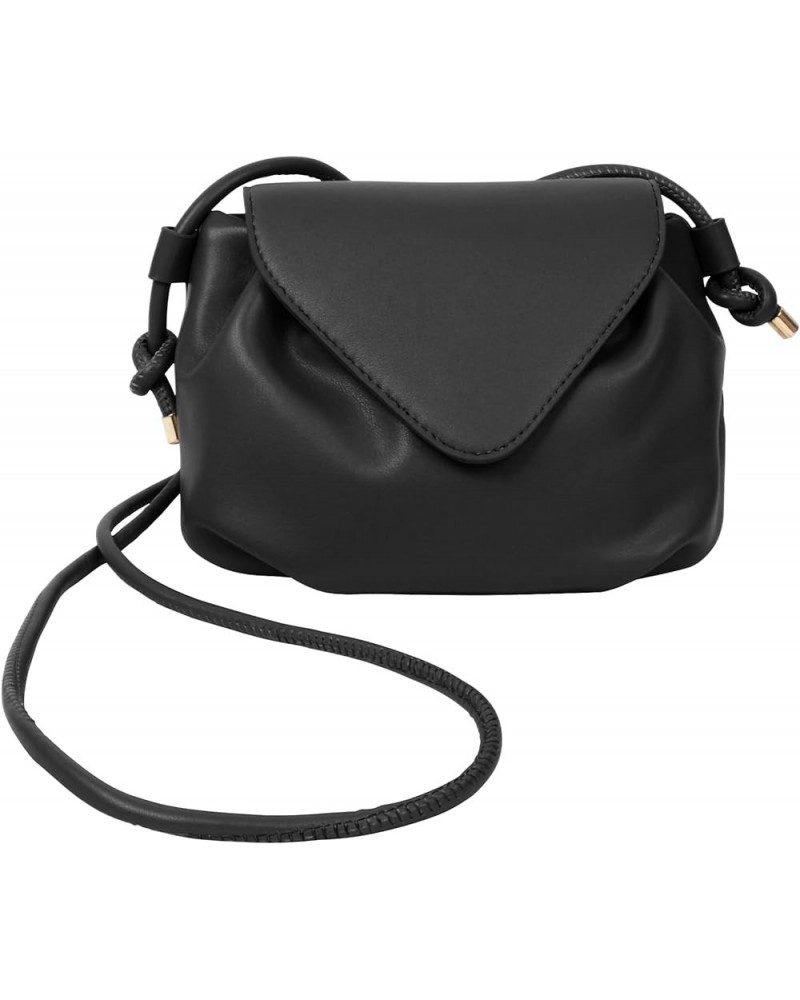 Women Mini Pleated PU Leather Envelope Flap Handbag Clutch Long Strap Cross-body Bag Black $16.26 Clutches