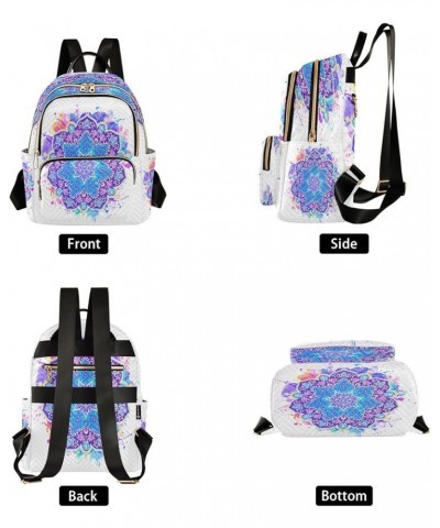 Fashion Backpack Mini Backpack Purse Casual Daily Backpack Blue Mandala Watercolor for Travel for College Work Small $18.01 B...