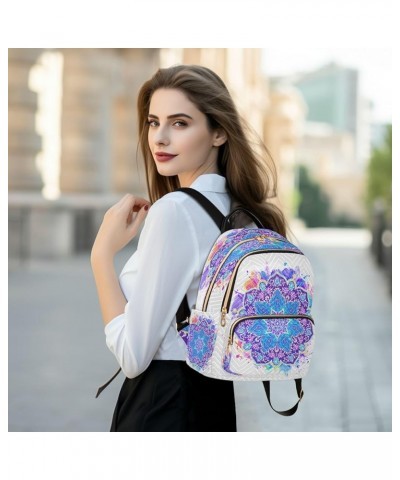 Fashion Backpack Mini Backpack Purse Casual Daily Backpack Blue Mandala Watercolor for Travel for College Work Small $18.01 B...