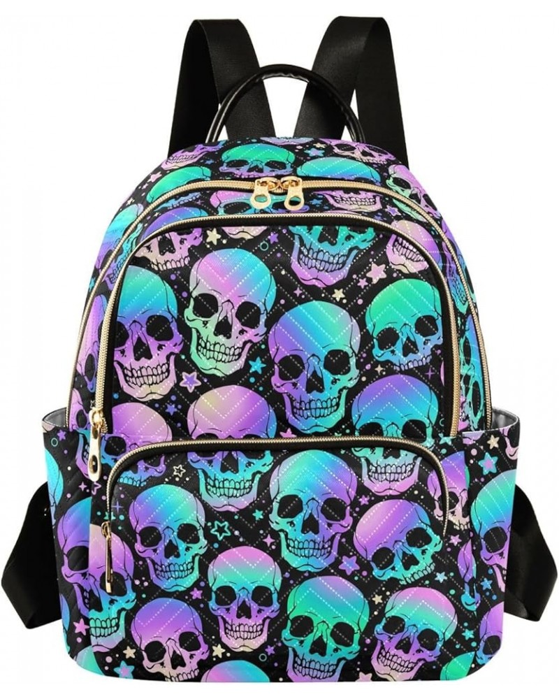 Mini Backpack Bright Skulls Gothic Fashion Backpack Purse for Women,Handbag Shoulder Bag Casual Daypack, Ladies Gift for Coll...