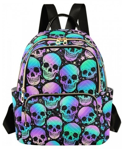 Mini Backpack Bright Skulls Gothic Fashion Backpack Purse for Women,Handbag Shoulder Bag Casual Daypack, Ladies Gift for Coll...