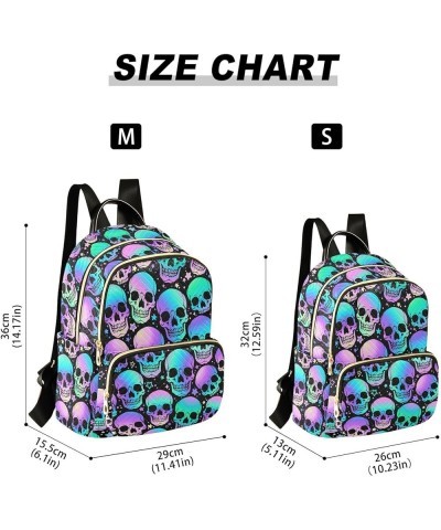 Mini Backpack Bright Skulls Gothic Fashion Backpack Purse for Women,Handbag Shoulder Bag Casual Daypack, Ladies Gift for Coll...