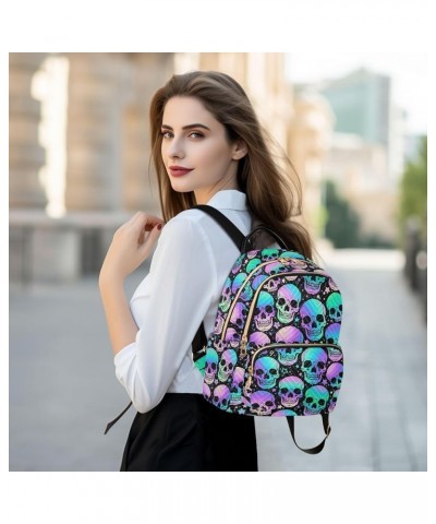 Mini Backpack Bright Skulls Gothic Fashion Backpack Purse for Women,Handbag Shoulder Bag Casual Daypack, Ladies Gift for Coll...