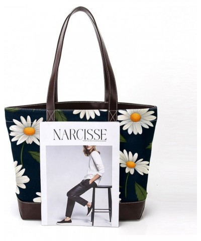 Magritte Canvas Leather Mix Handbag - 13.3x4.7x12.2 in - Stylish and Functional Women's Shoulder Bag $22.08 Shoulder Bags