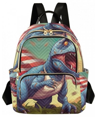 Colorful Galaxy with Gold Sign Womens Backpack Purse Quilted Travel Purse Mini Backpack Purses Blue Dino American Flag Medium...