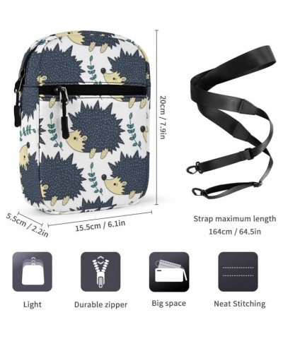 Cute Hedgehogs Pattern Cute Crossbody Bags Small Sling Purse Travel Shoulder Bag with Adjustable Strap for Men Women $18.69 C...