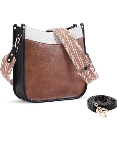 Crossbody Bags For Women Trendy Vegan Leather Purses For Women Shoulder Bag with Two Strap B5-brown and White $11.76 Shoulder...