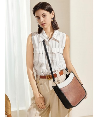 Crossbody Bags For Women Trendy Vegan Leather Purses For Women Shoulder Bag with Two Strap B5-brown and White $11.76 Shoulder...