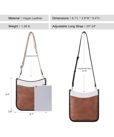 Crossbody Bags For Women Trendy Vegan Leather Purses For Women Shoulder Bag with Two Strap B5-brown and White $11.76 Shoulder...