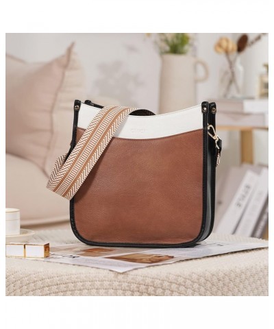 Crossbody Bags For Women Trendy Vegan Leather Purses For Women Shoulder Bag with Two Strap B5-brown and White $11.76 Shoulder...