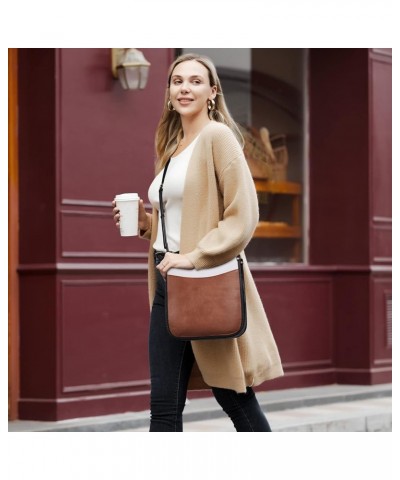 Crossbody Bags For Women Trendy Vegan Leather Purses For Women Shoulder Bag with Two Strap B5-brown and White $11.76 Shoulder...