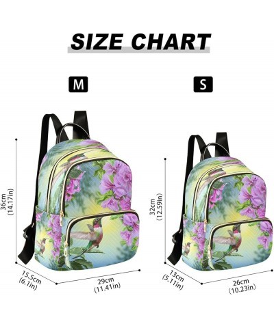 Backpack Purse for Women Hummingbird, Small Fashion Backpack Pink Flowers Bird Lightweight Casual Daypack Shoulder Bag Travel...