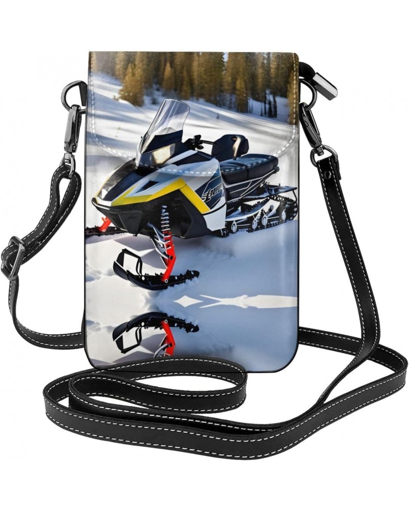 Advanced Snowmobile Exquisite Design Printed Leather Crossbody Phone Bag - Portable Fashion Practical Phone Protection $19.65...