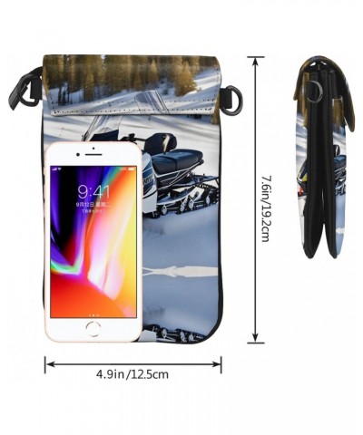 Advanced Snowmobile Exquisite Design Printed Leather Crossbody Phone Bag - Portable Fashion Practical Phone Protection $19.65...