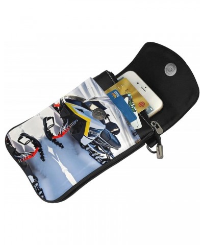 Advanced Snowmobile Exquisite Design Printed Leather Crossbody Phone Bag - Portable Fashion Practical Phone Protection $19.65...