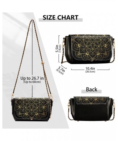 Crossbody Handbag Golden Mandala Flower PU Leather Shoulder Bag Sturdy Travel Pouch Compact Chic Bag for Women Everyday Use H...