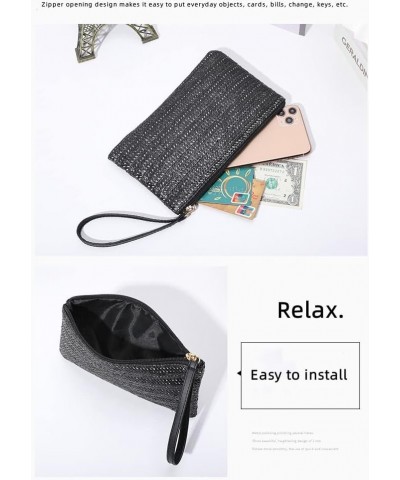 Women Girls Straw Clutch Bag Zipper Wristlet Wallets Bohemian Summer Beach Straw Purse Wallets Handbag For Travel Brown $10.8...