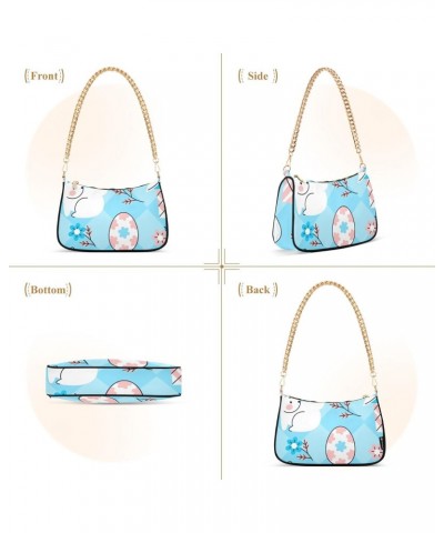 Crossbody Bags for Women Shoulder Purse Blue Easter Egg Handbags Stylish Clutch Purse with Chain Strap $17.09 Shoulder Bags