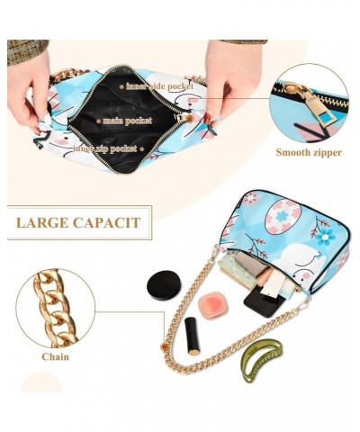 Crossbody Bags for Women Shoulder Purse Blue Easter Egg Handbags Stylish Clutch Purse with Chain Strap $17.09 Shoulder Bags