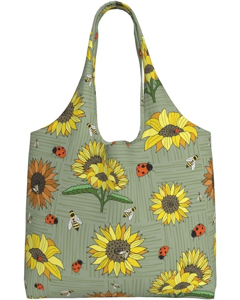 Sunflowers Single Shoulder Commuter Canvas Tote Bags For Women And Men Sunflowers 3 $11.87 Totes