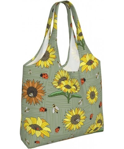 Sunflowers Single Shoulder Commuter Canvas Tote Bags For Women And Men Sunflowers 3 $11.87 Totes