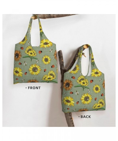 Sunflowers Single Shoulder Commuter Canvas Tote Bags For Women And Men Sunflowers 3 $11.87 Totes