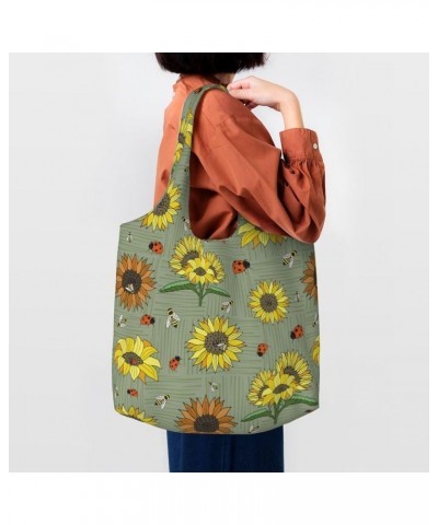 Sunflowers Single Shoulder Commuter Canvas Tote Bags For Women And Men Sunflowers 3 $11.87 Totes