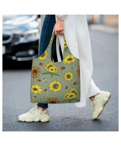 Sunflowers Single Shoulder Commuter Canvas Tote Bags For Women And Men Sunflowers 3 $11.87 Totes