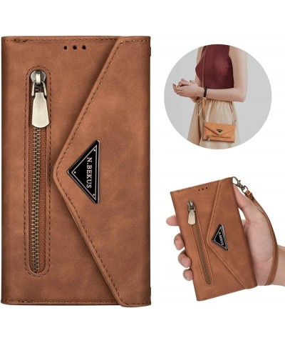 Crossbody Wallet Case for Samsung Galaxy S10 Plus Case Zipper Wallet Case 6.4" [PU Leather] [7 Card Solt] [Wrist Strap] Brown...