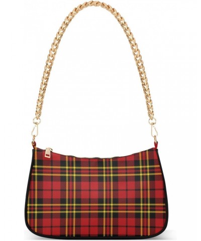 Shoulder Bag for Women Purse Clutch Red Plaid Pattern(1) Chain Shoulder Tote Handbag with Zipper Closure(236ya8a) $15.68 Shou...