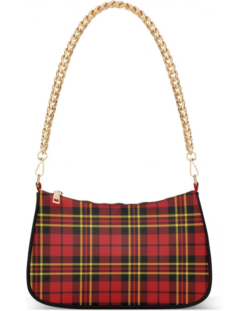 Shoulder Bag for Women Purse Clutch Red Plaid Pattern(1) Chain Shoulder Tote Handbag with Zipper Closure(236ya8a) $15.68 Shou...