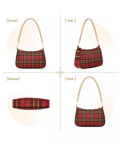 Shoulder Bag for Women Purse Clutch Red Plaid Pattern(1) Chain Shoulder Tote Handbag with Zipper Closure(236ya8a) $15.68 Shou...