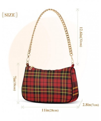 Shoulder Bag for Women Purse Clutch Red Plaid Pattern(1) Chain Shoulder Tote Handbag with Zipper Closure(236ya8a) $15.68 Shou...