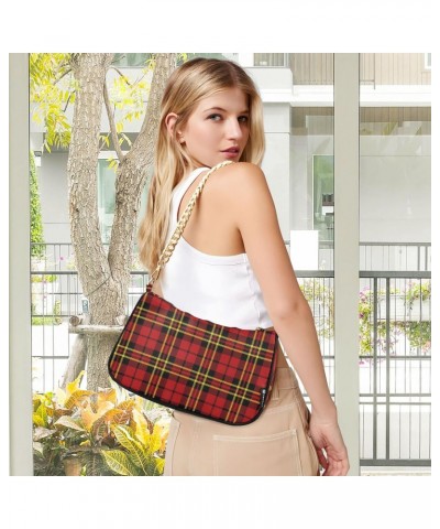 Shoulder Bag for Women Purse Clutch Red Plaid Pattern(1) Chain Shoulder Tote Handbag with Zipper Closure(236ya8a) $15.68 Shou...